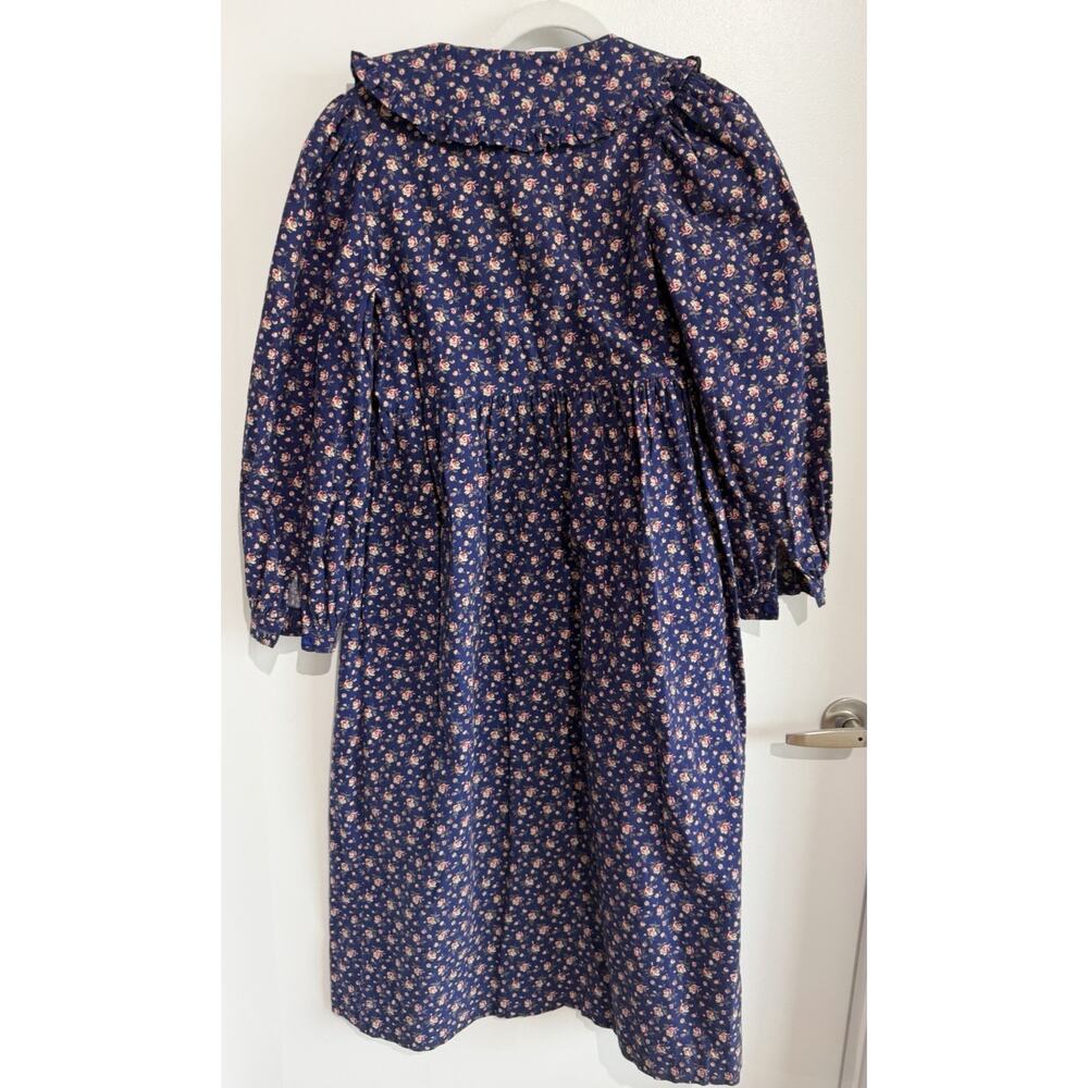 Laura Ashley Vintage bow ruffle collar prairie dress Cottage core Britain Sz-8 - Picture 3 of 15